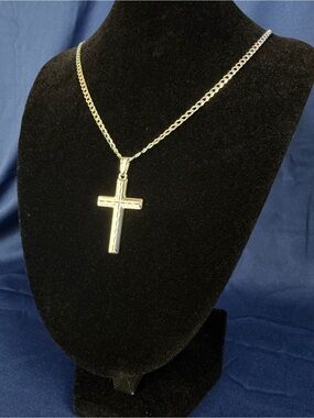 Solid 925 Diamond Cut Cross Pendant
